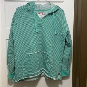 Green/gray striped hoodie